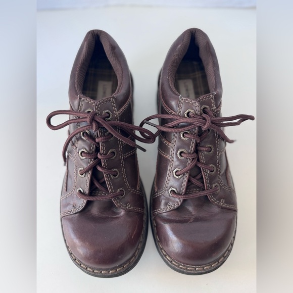 Vintage 90s Y2K Lower East Side Brown Chunky Platform Lace Up Oxford Shoes 7.5 - Picture 3 of 11